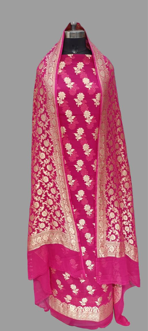 Pink Banarasi Pure Georgette Salwar Suit