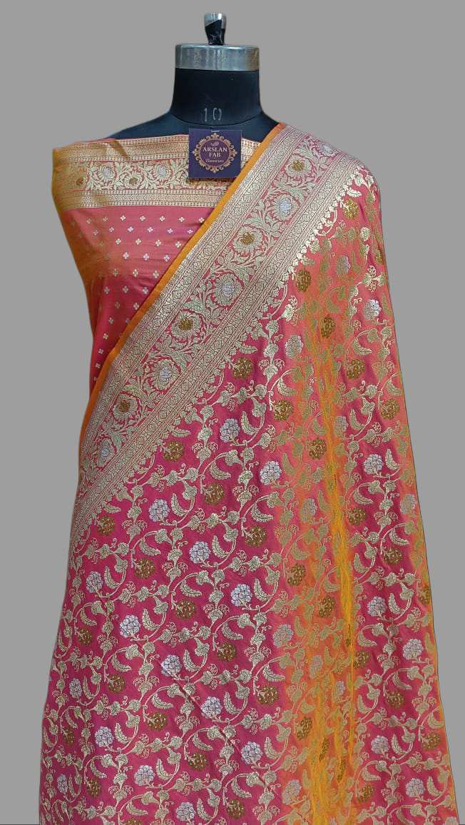 Strawberry Pink Banarasi Paori Silk Saree