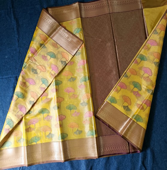 Silk Saree with Copper Border