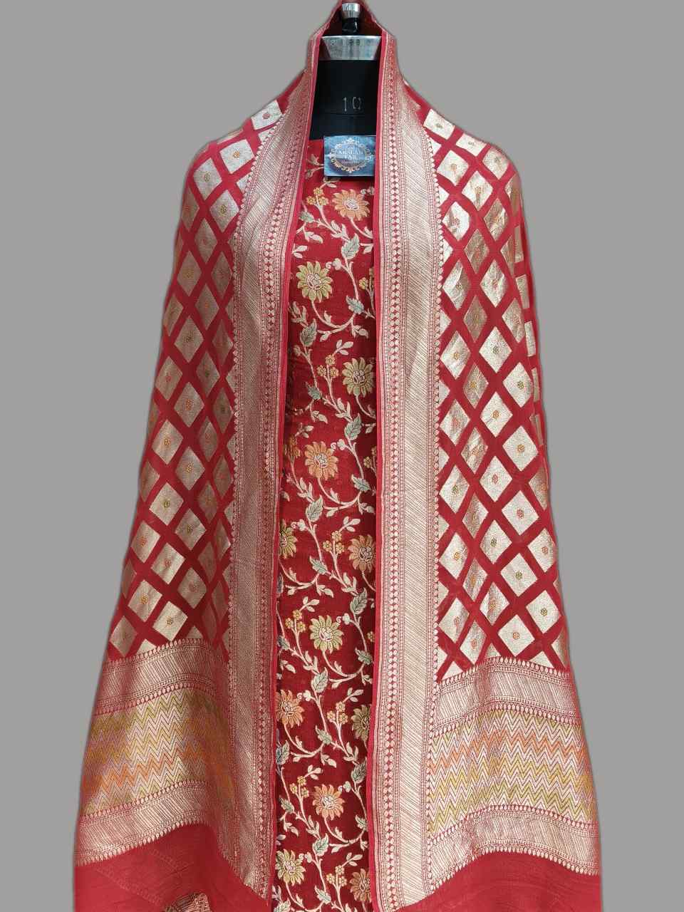 Red colour and Gold Designed Ethnic Suit Set