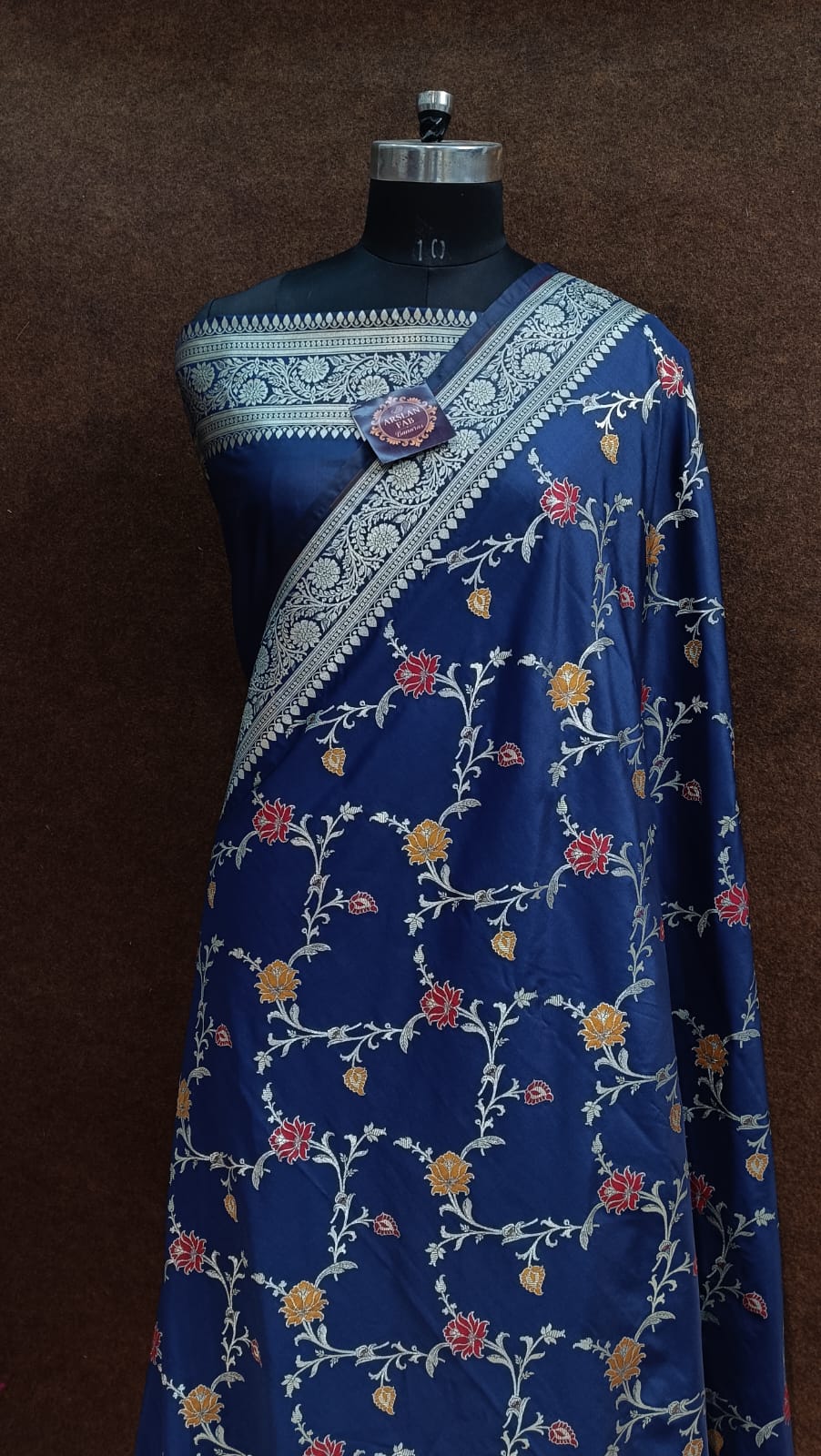 Navy Semi Silk multi meena