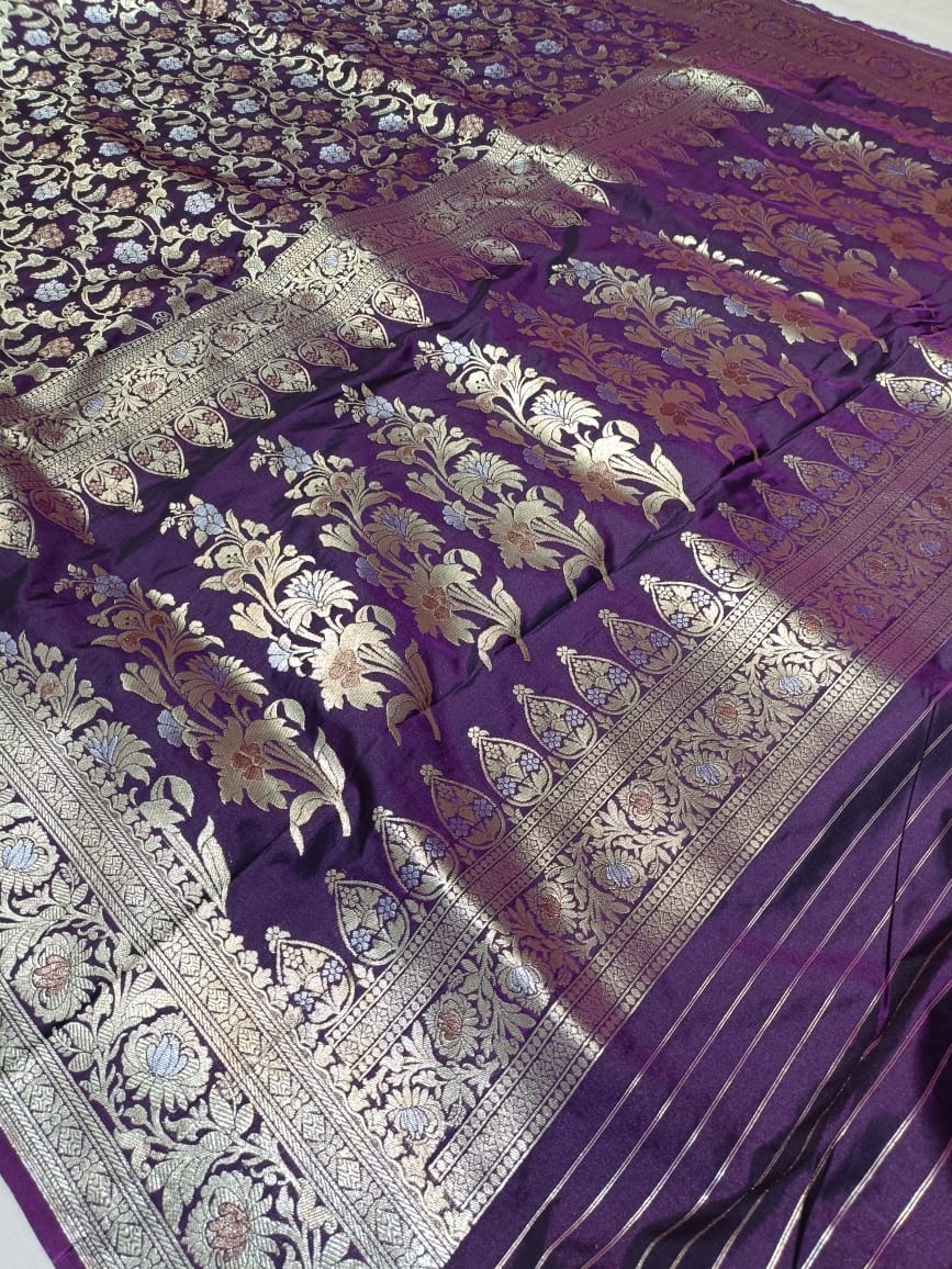 Purple Banarasi Paori Silk Saree