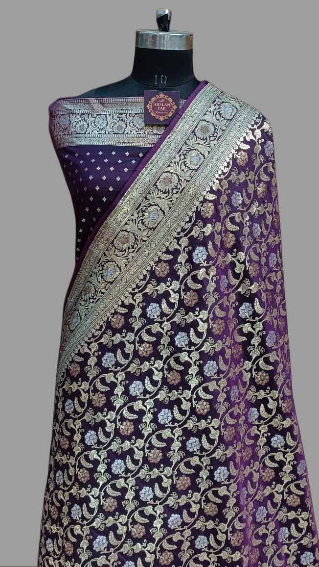 Purple Banarasi Paori Silk Saree