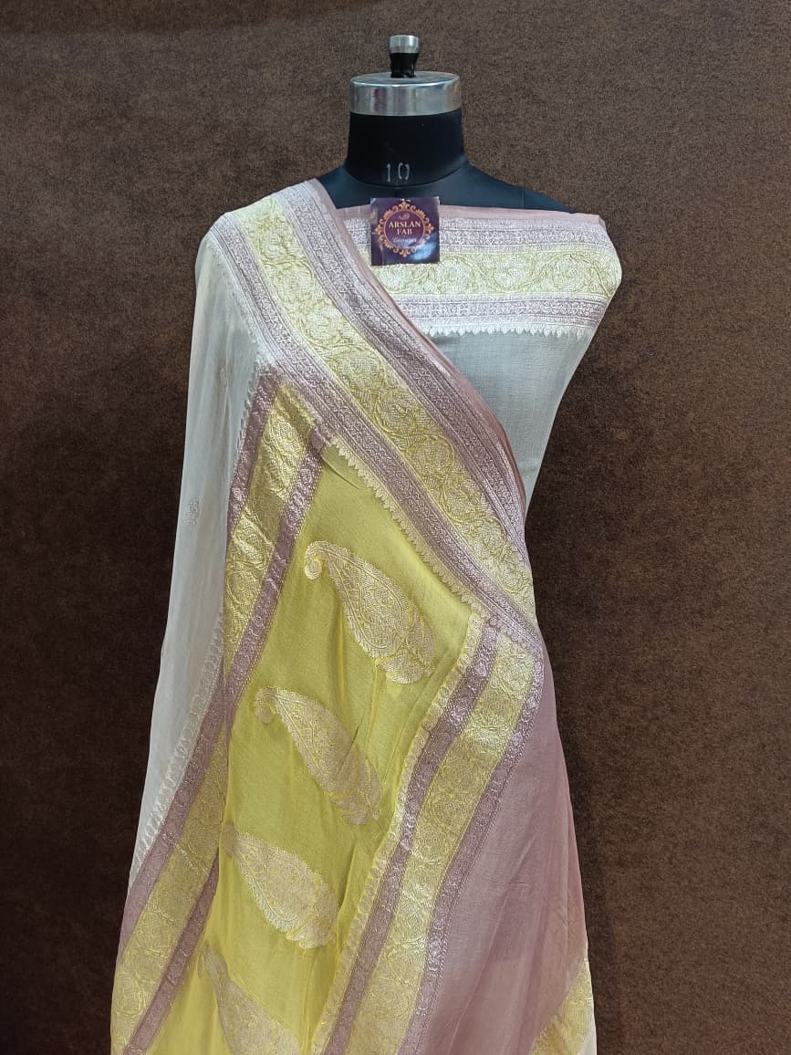 Cream Elegant Designer Chiffon Saree