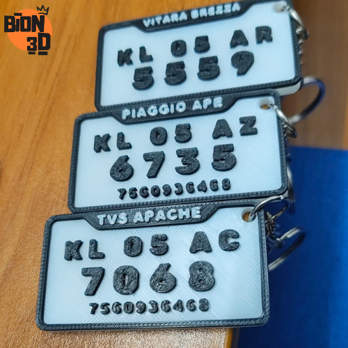 Custom 3D Printed Keychain Number Plates