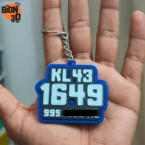 Custom Vehicle Number Plate with mobile number Keychain