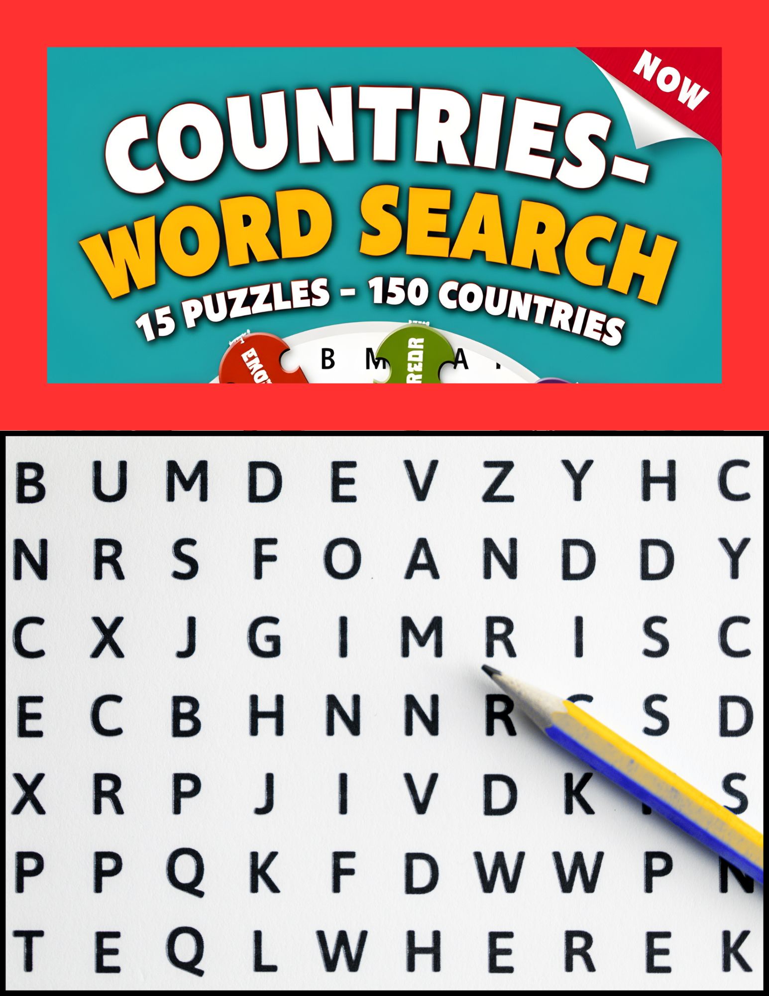 Countries Word Search- 15 Puzzles