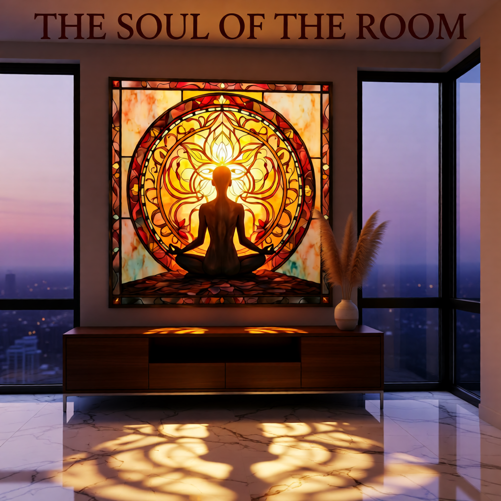 Golden Lotus Serenity – Zen Meditation Wall Art (Editable PNG)