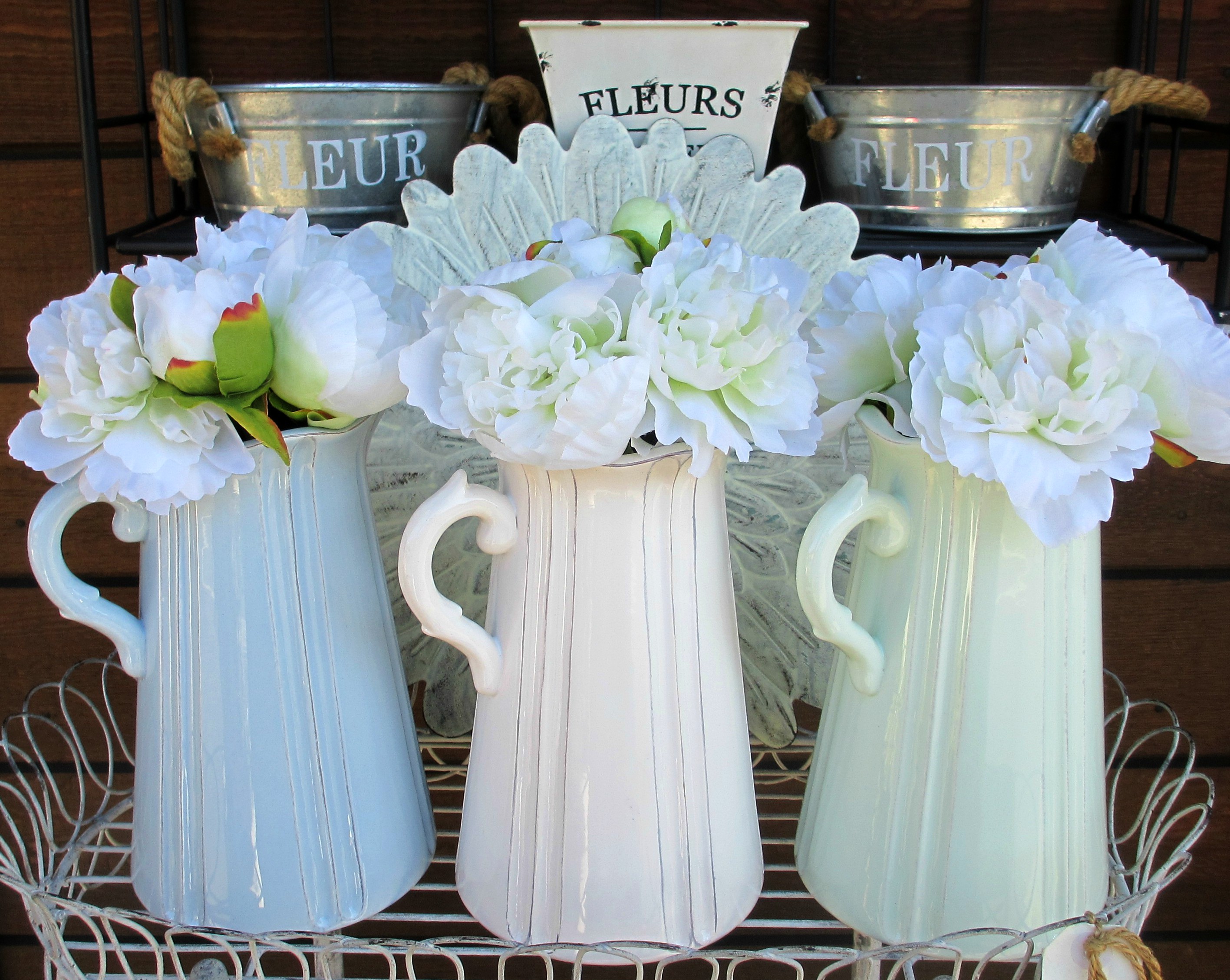Garden Jugs with Peonies