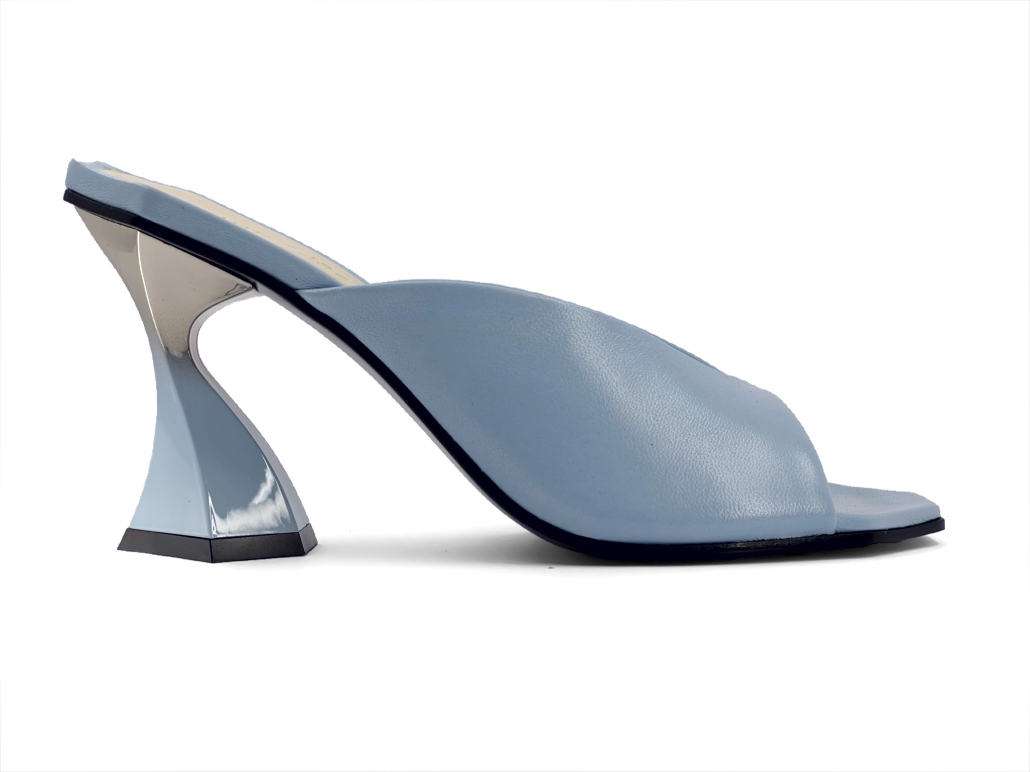 Pastel blue high-heel mules