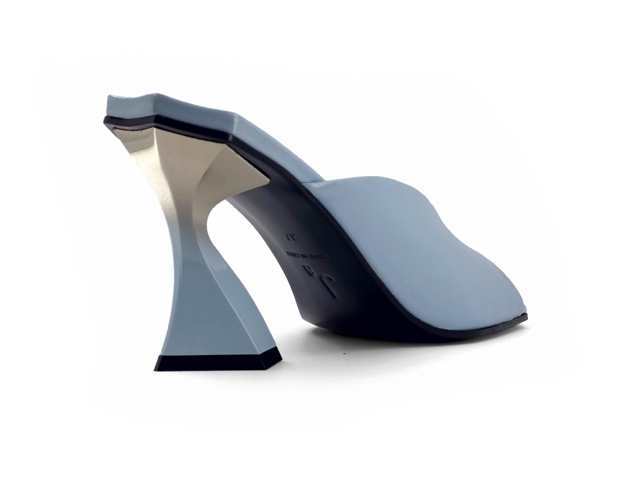 Pastel blue high-heel mules