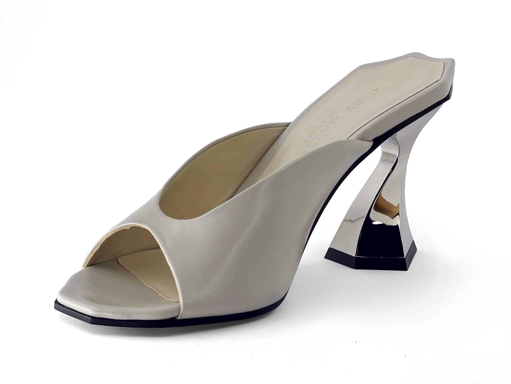 Ice Grey High Heel Mules