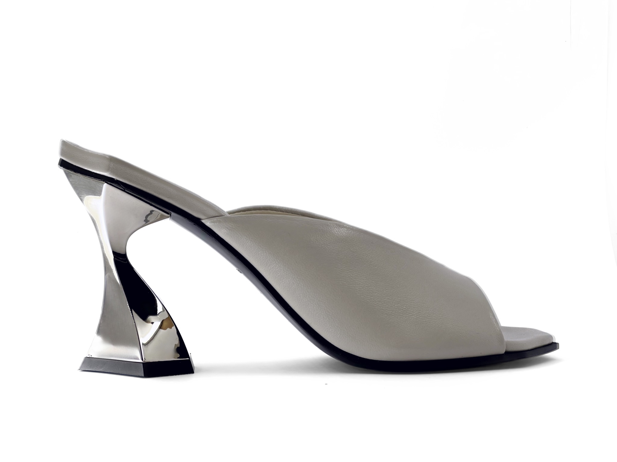 Ice Grey High Heel Mules