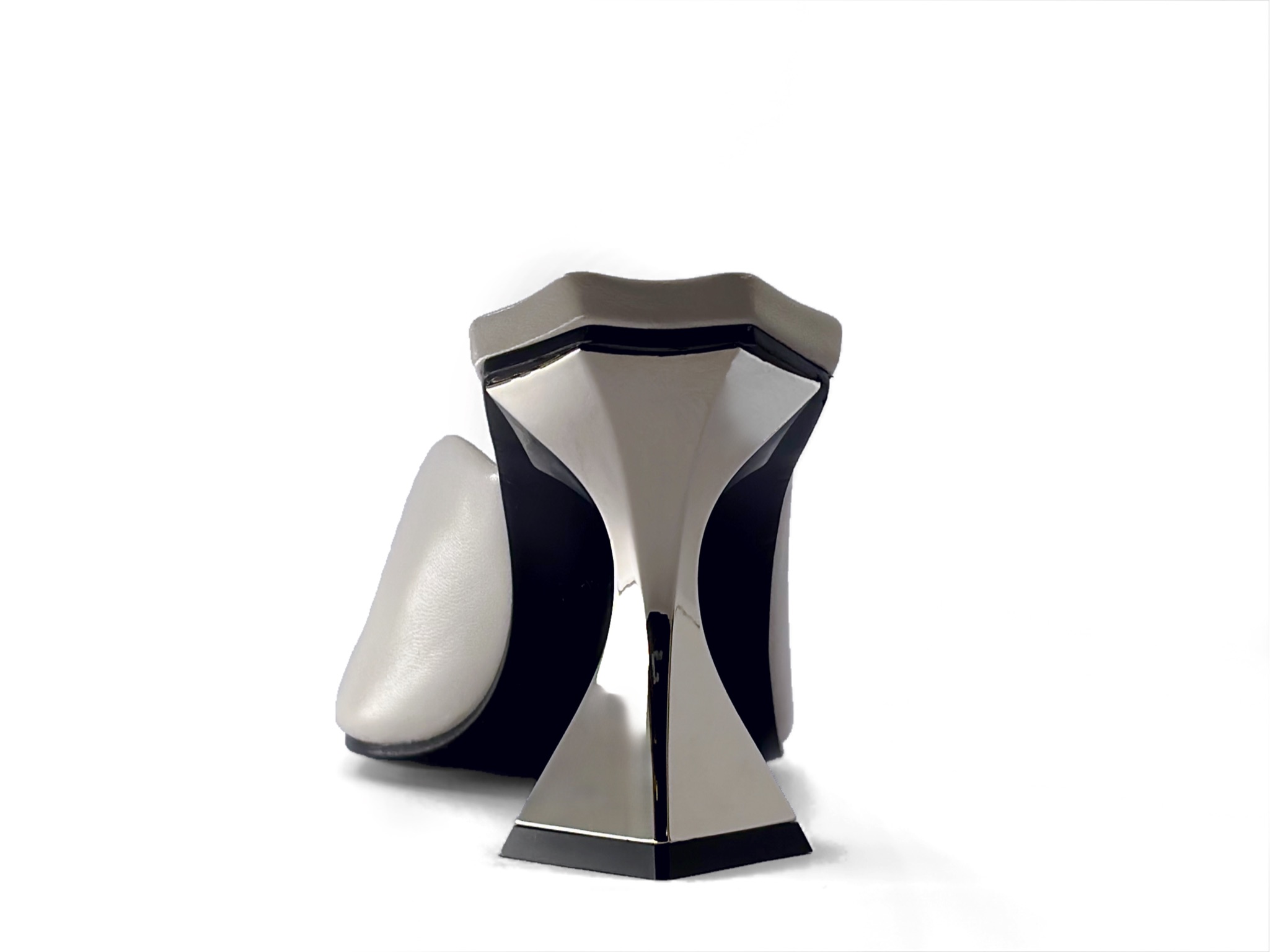 Ice Grey High Heel Mules