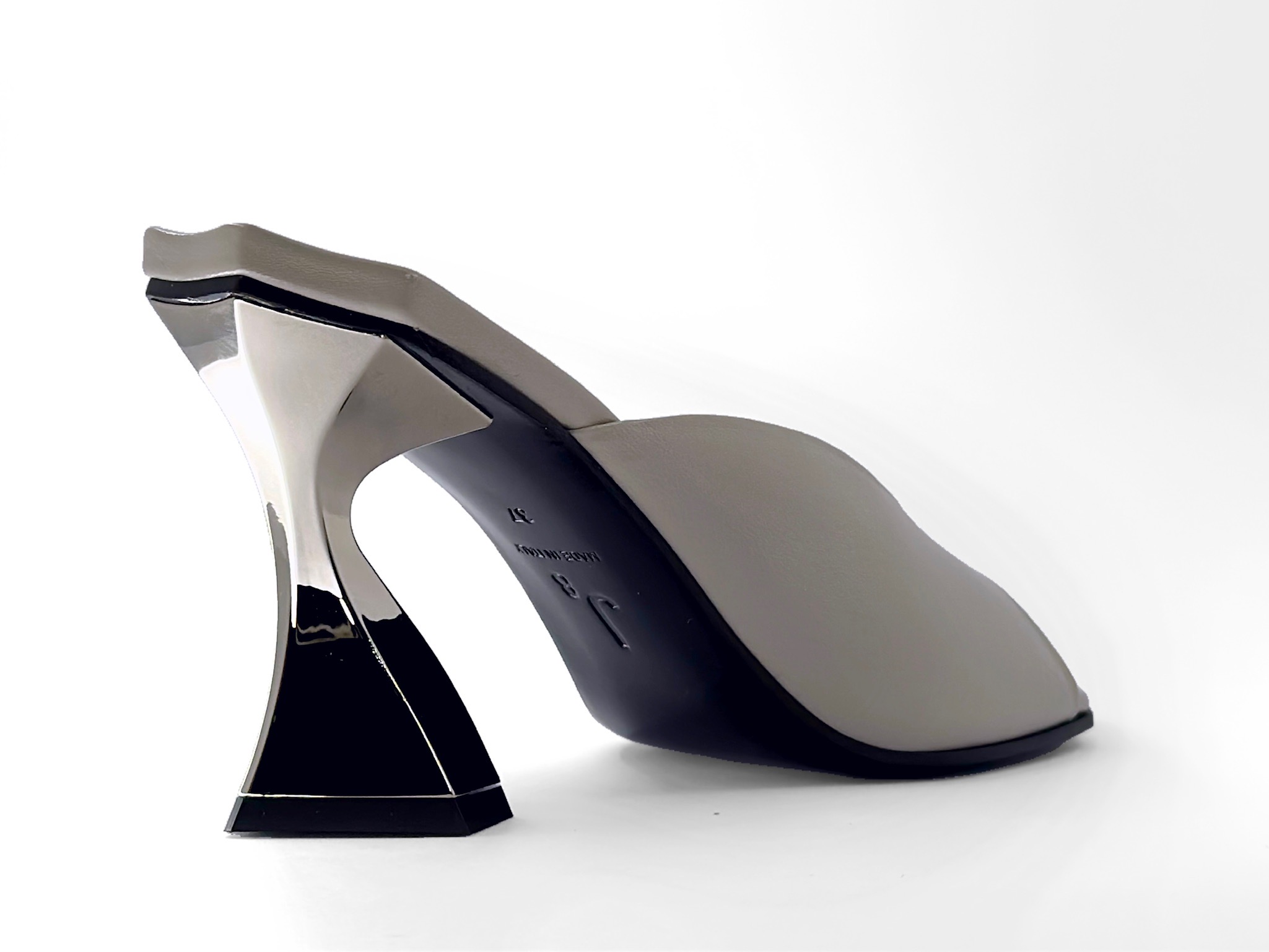 Ice Grey High Heel Mules