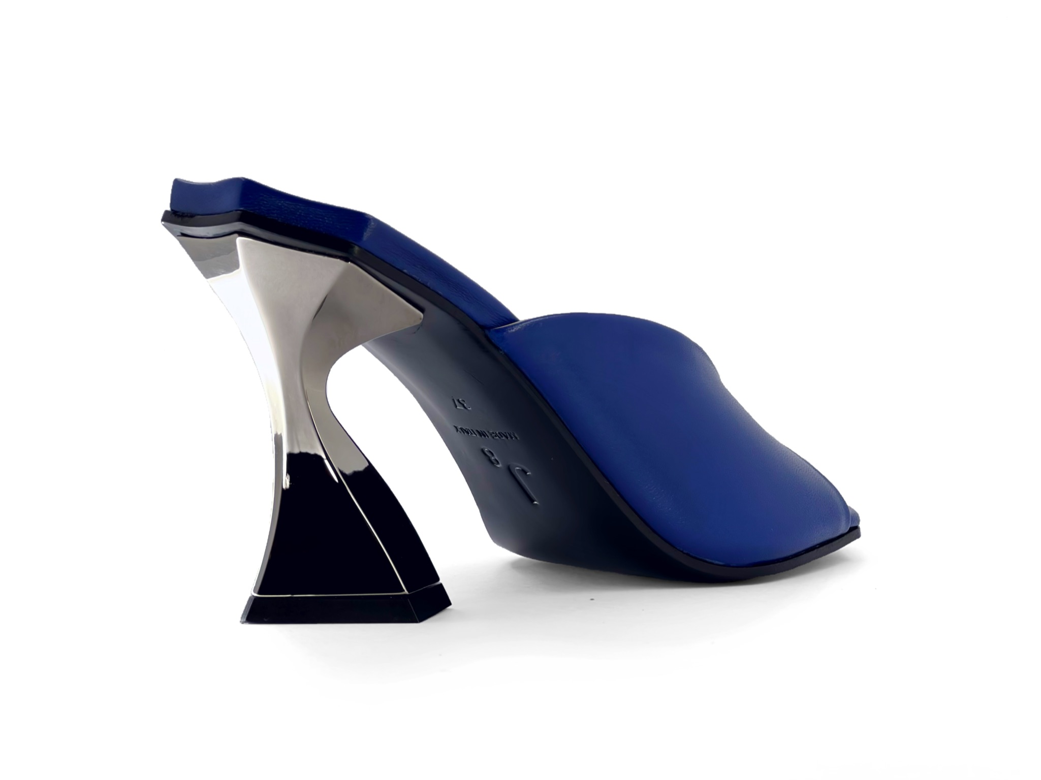 Blue High-Heel Mules