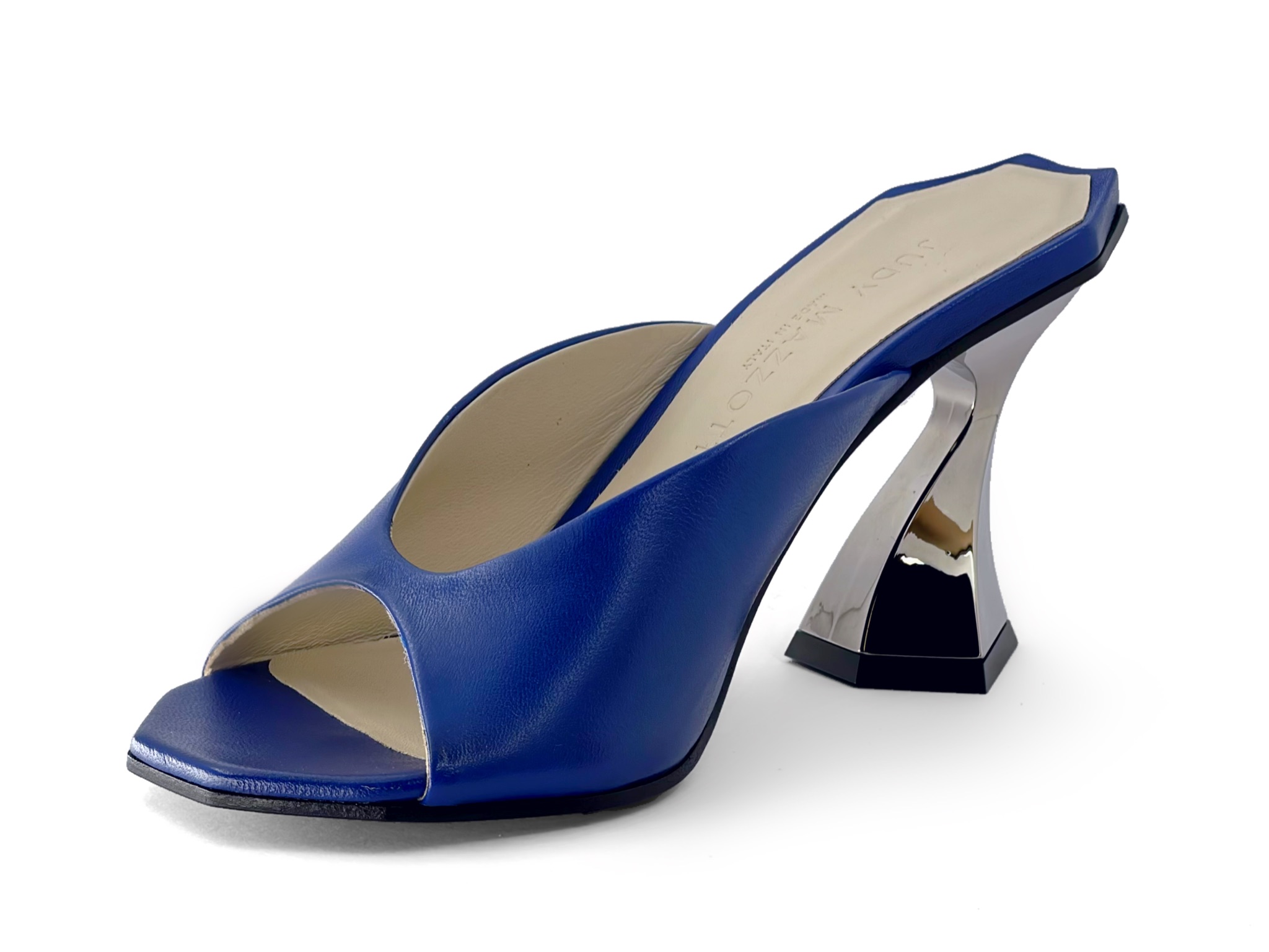 Blue High-Heel Mules