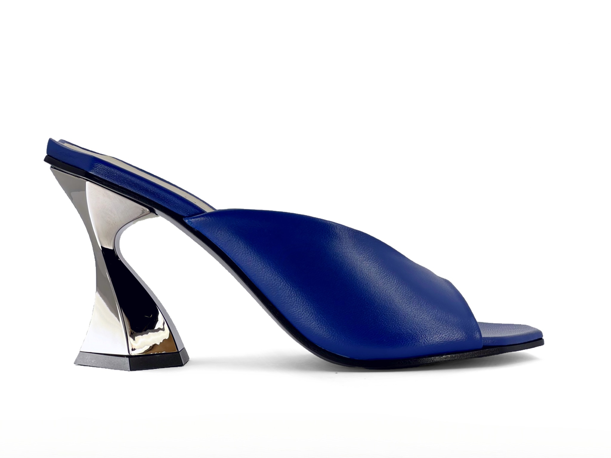 Blue High-Heel Mules