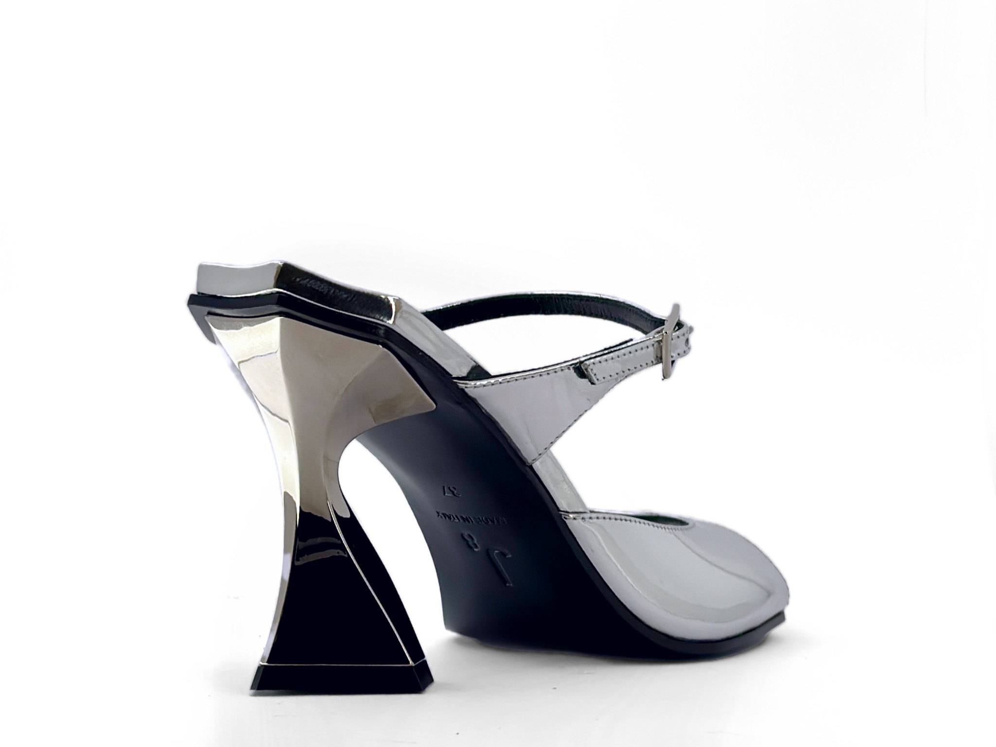 Futuristic Metallic Heel Sandal