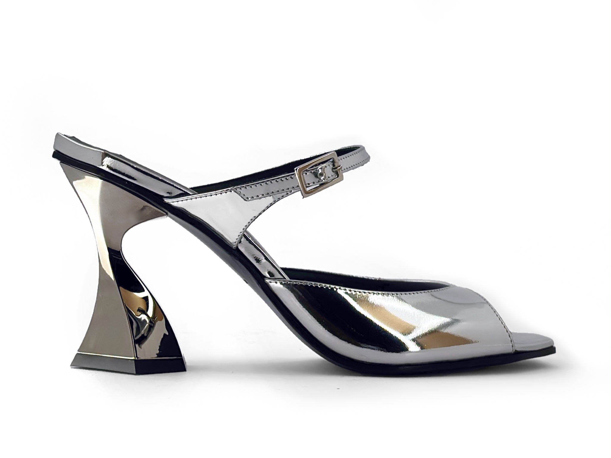 Futuristic Metallic Heel Sandal