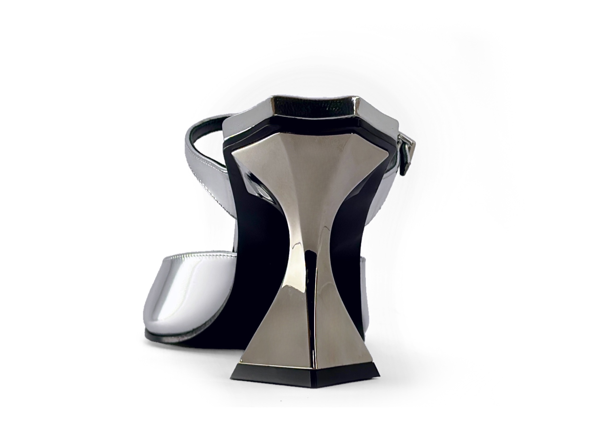 Futuristic Metallic Heel Sandal