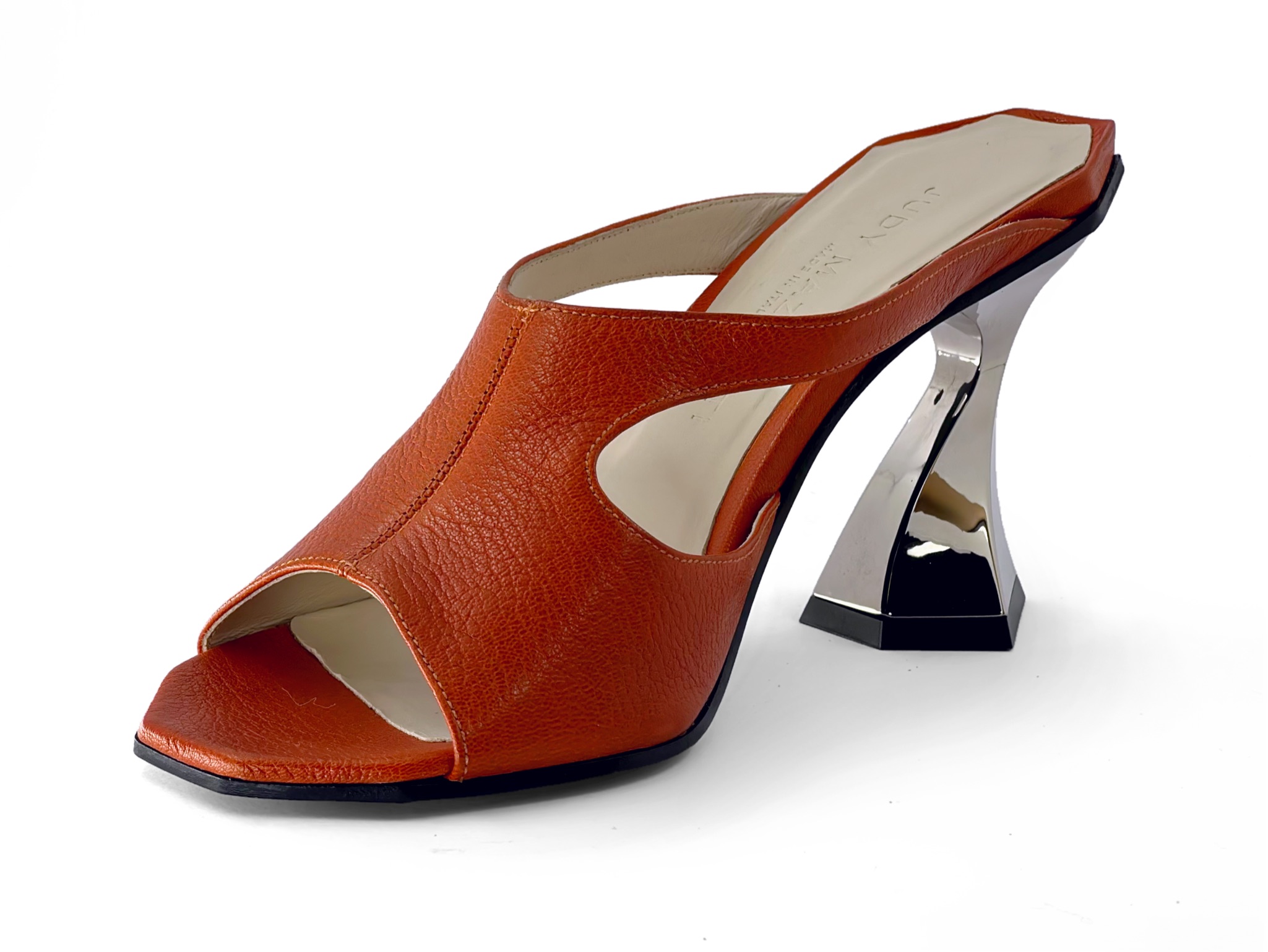 Orange leather High Heel Mules