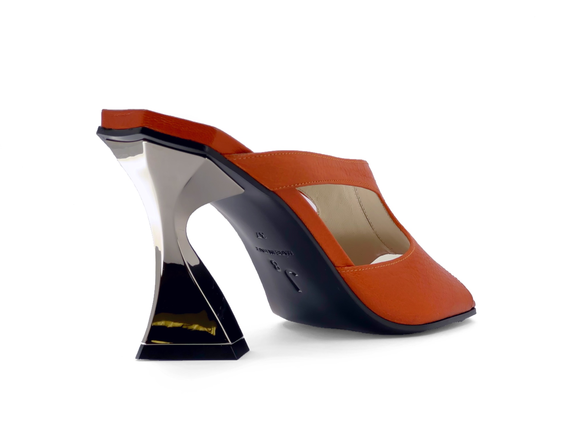 Orange leather High Heel Mules