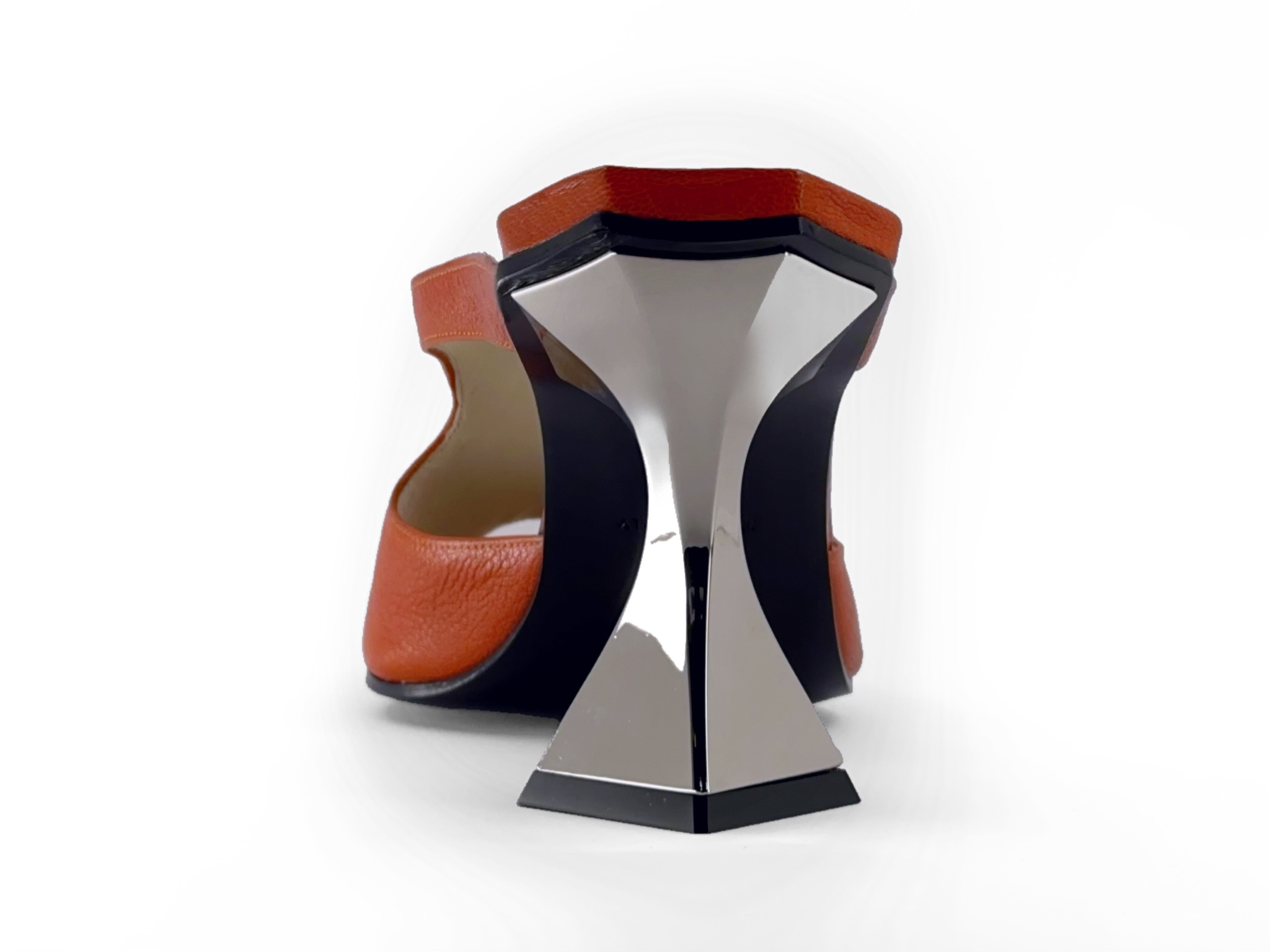 Orange leather High Heel Mules