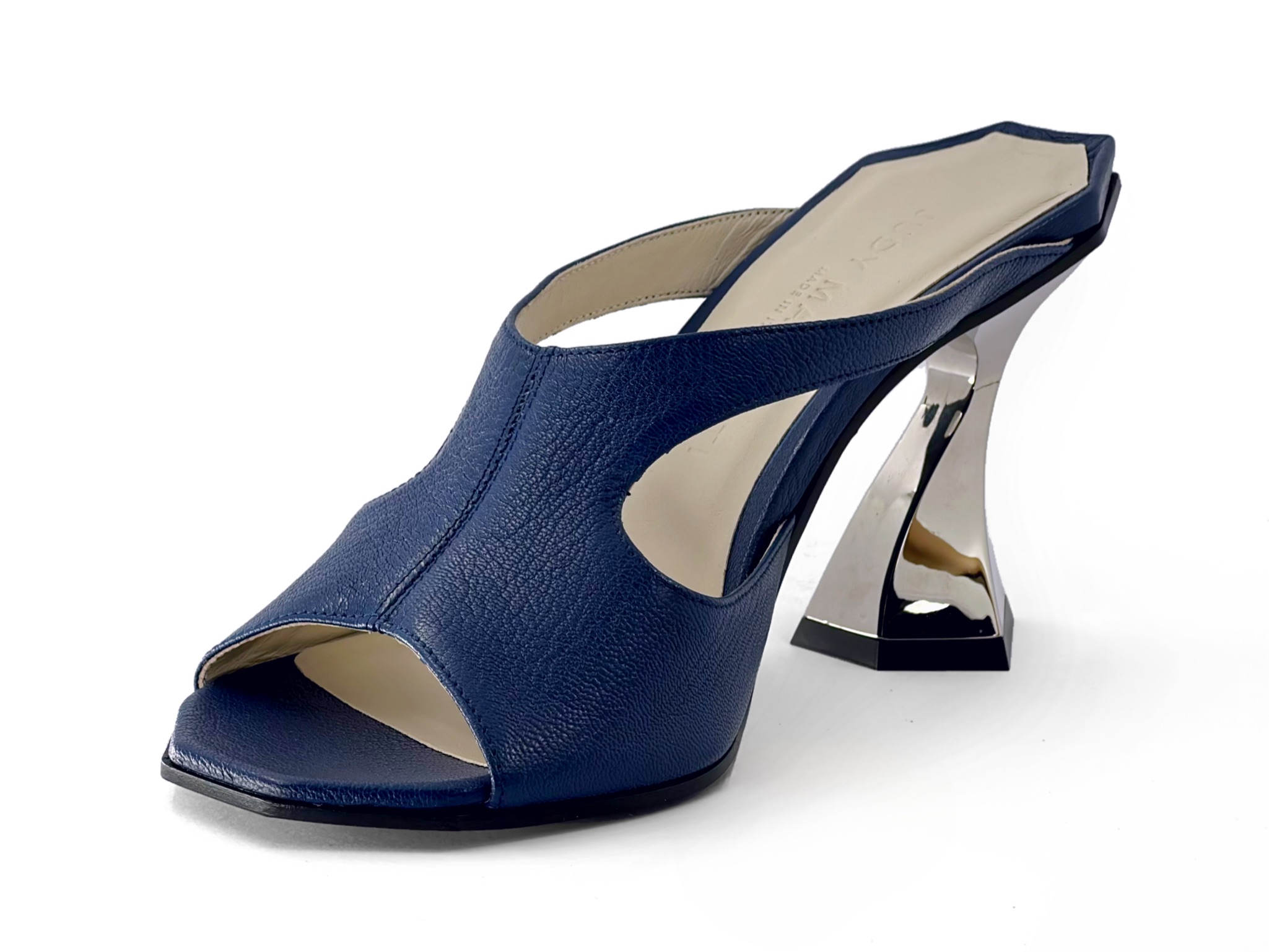 Blue Leather High-Heel modern Mules