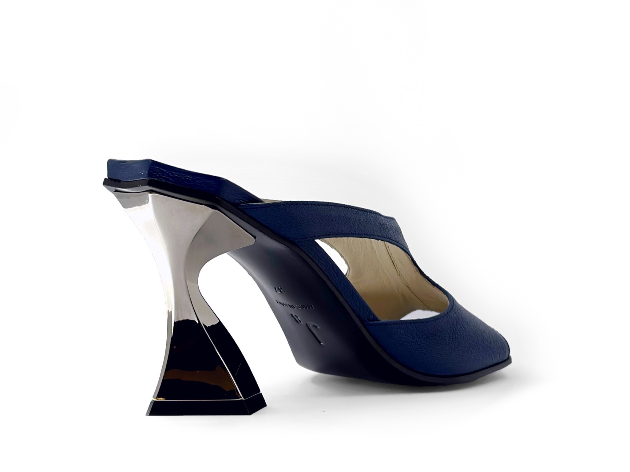 Blue Leather High-Heel modern Mules