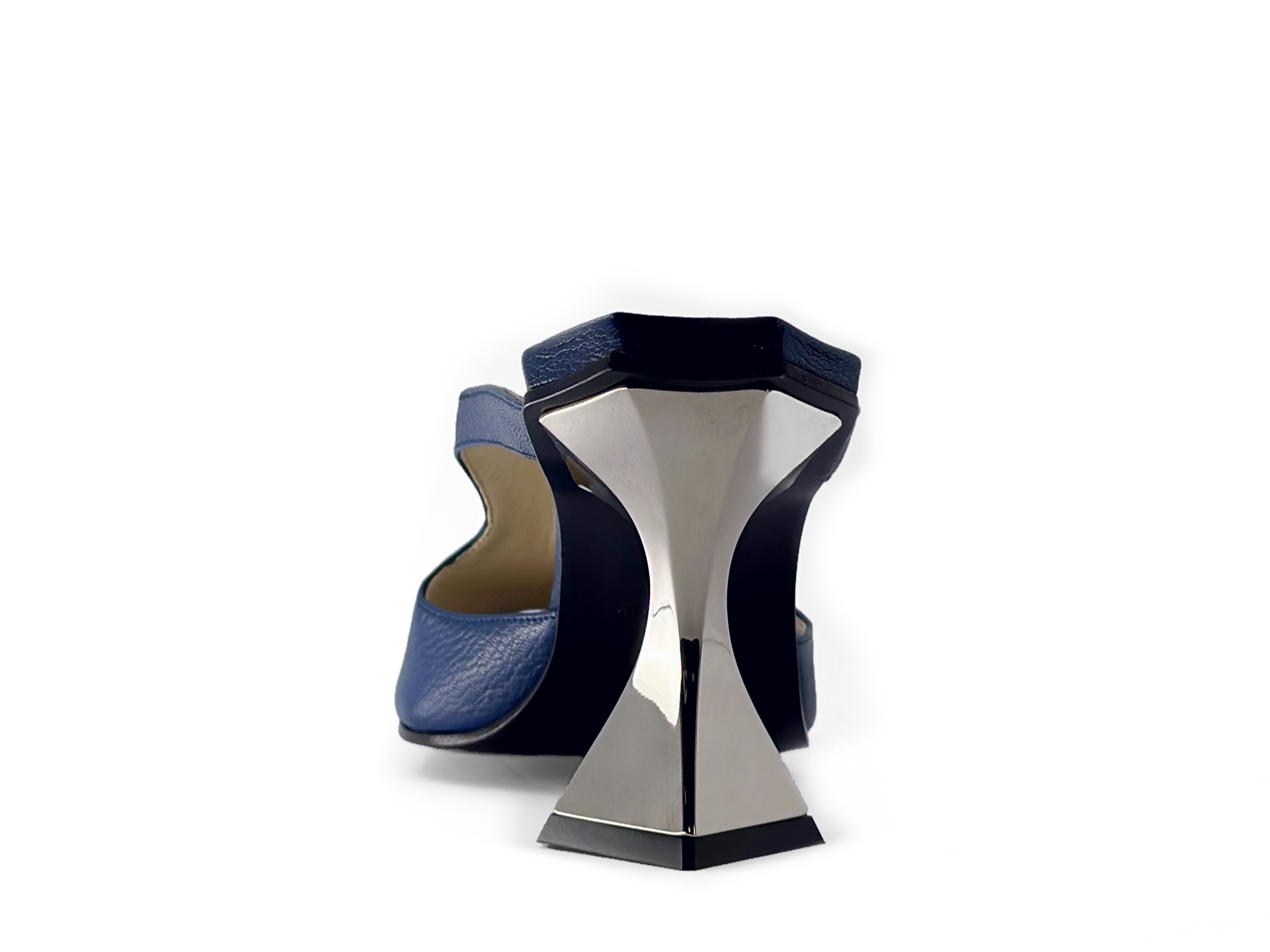 Blue Leather High-Heel modern Mules