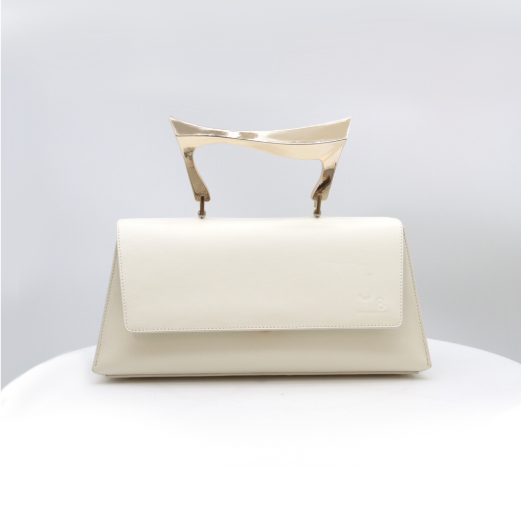 Judy Mazzotti - THE FLAME white-milk leather handle bag