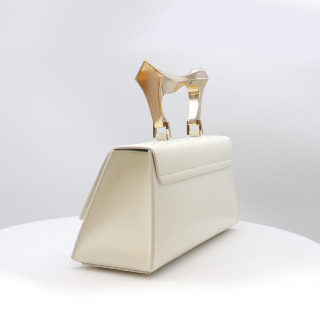 Judy Mazzotti - THE FLAME white-milk leather handle bag
