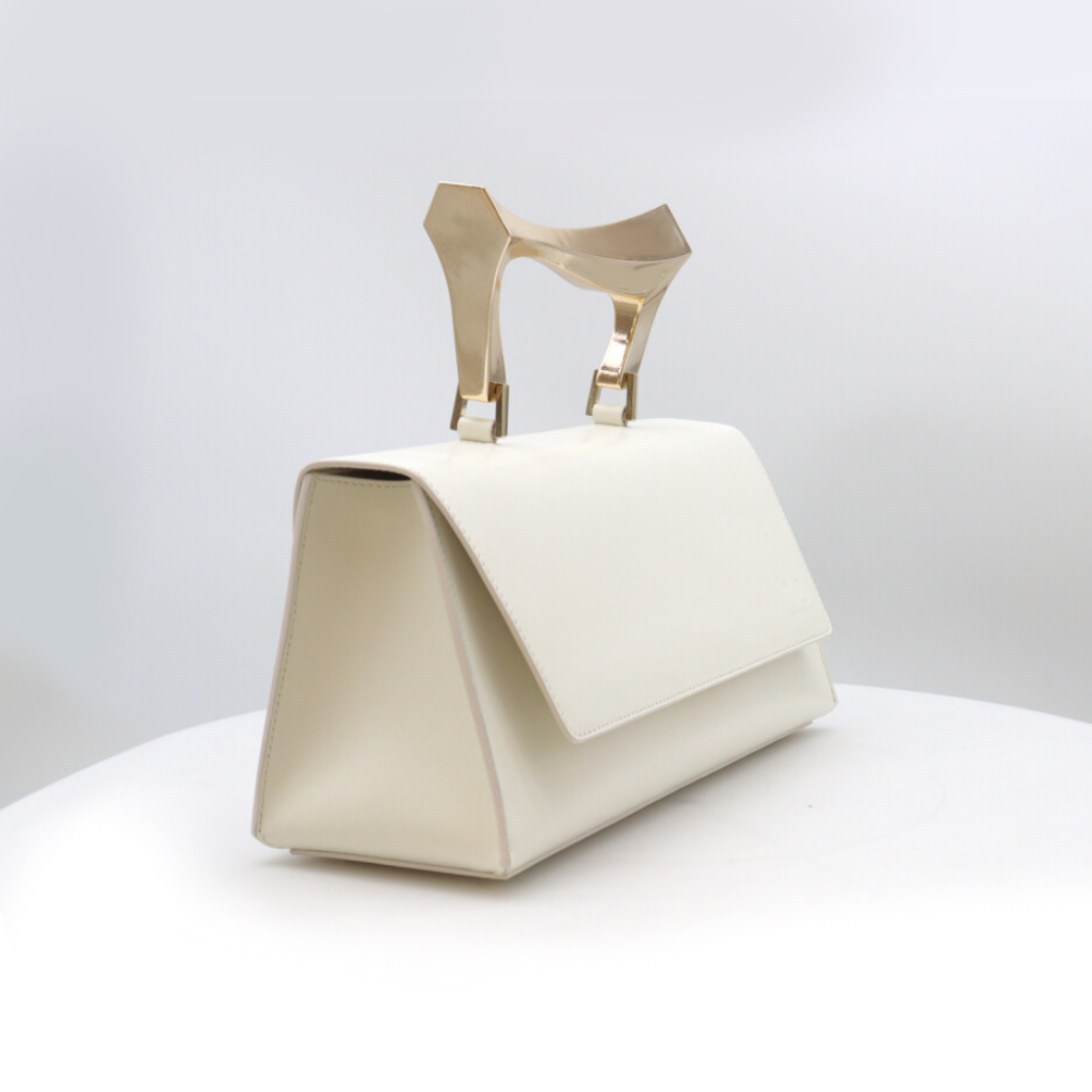 Judy Mazzotti - THE FLAME white-milk leather handle bag