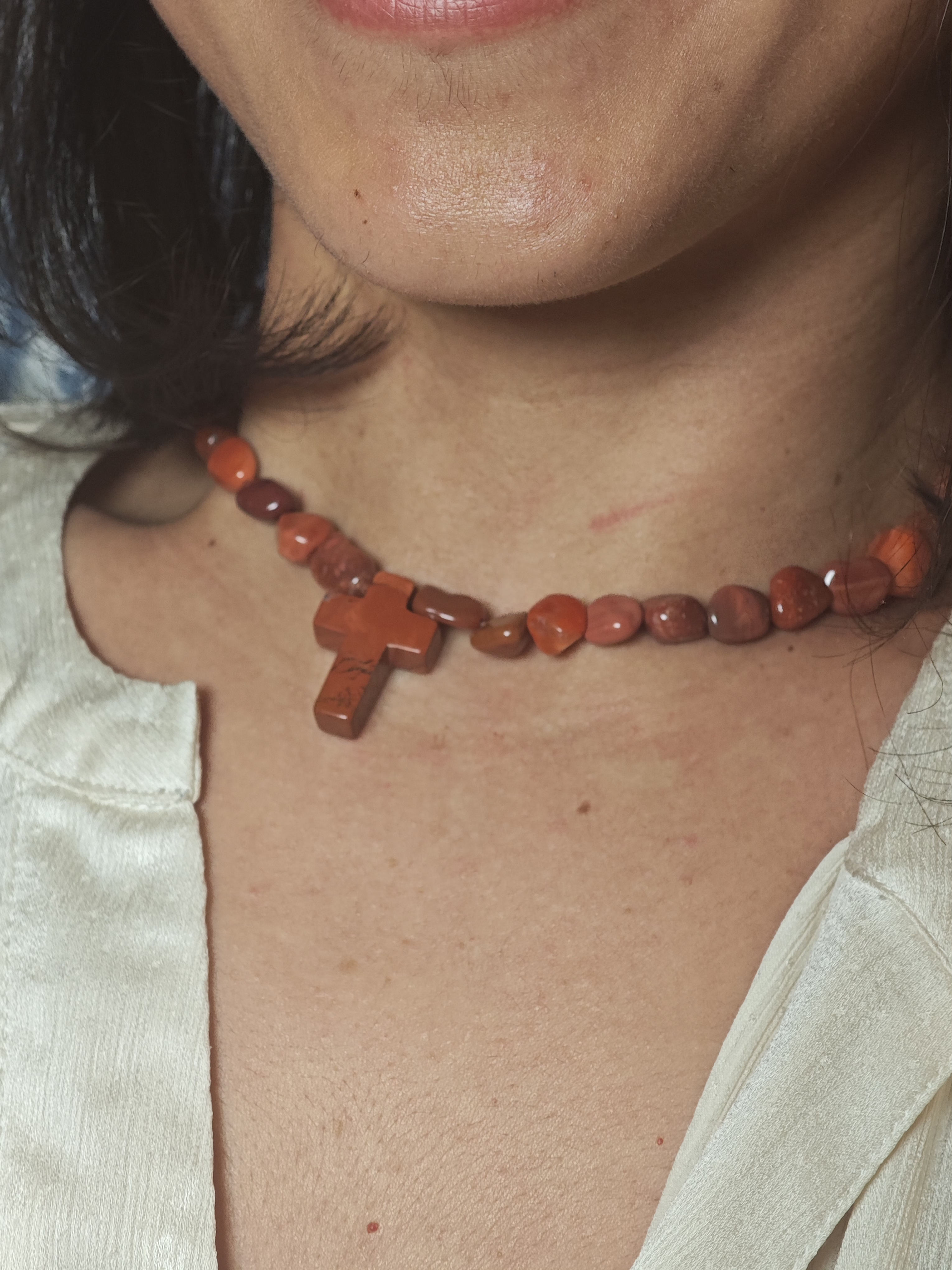 Gargantilla "Cruz" - Coral