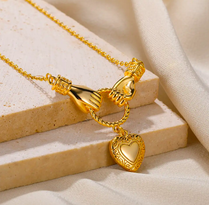 Lovers' Hands: Hand & Heart Pendant