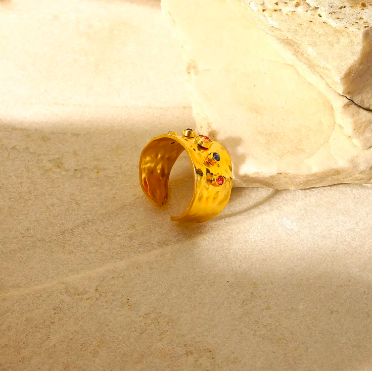 Byzantine Cuff Ring with Gemstones