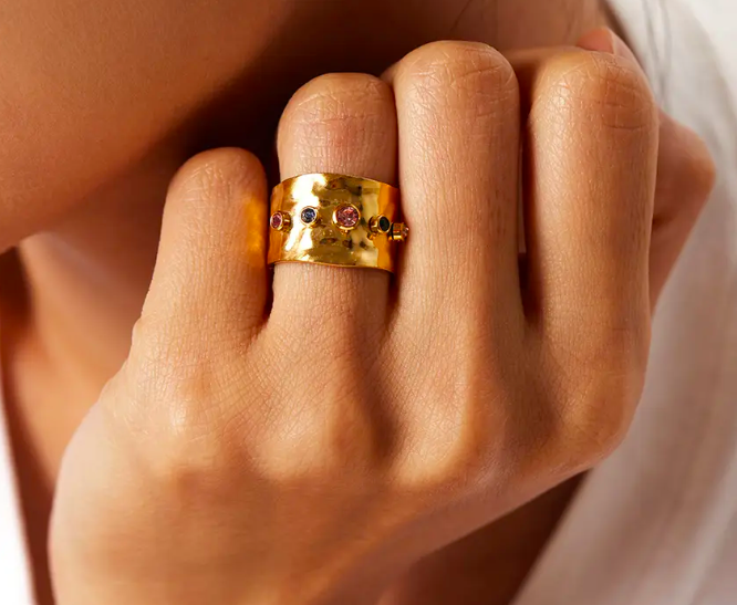 Byzantine Cuff Ring with Gemstones