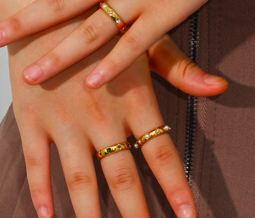 Of Earth & Sea: Set of 3 gold rings