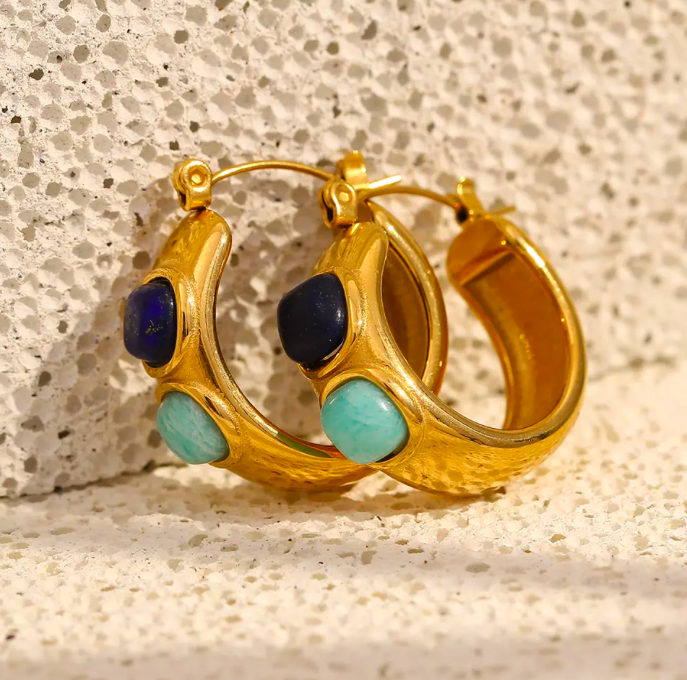 Byzantine Gemstone Hoop Earrings
