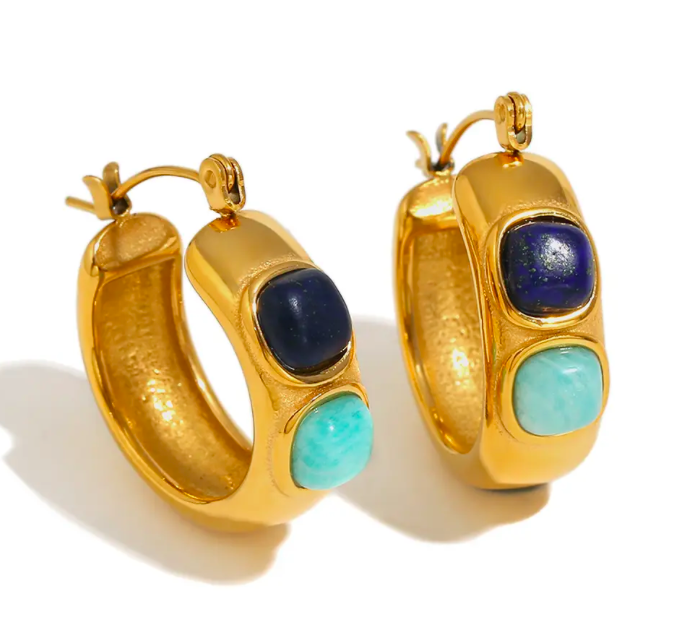 Byzantine Gemstone Hoop Earrings