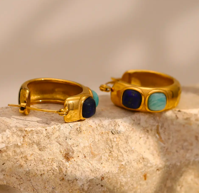 Byzantine Gemstone Hoop Earrings