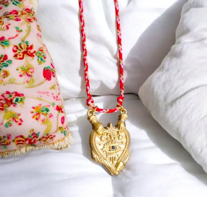 Corded Heart & Hands Amulet