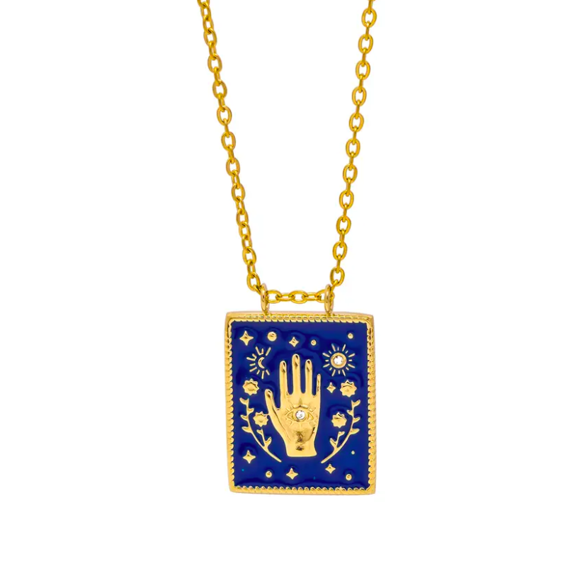 Blue & Gold Palm of the Hand Pendant