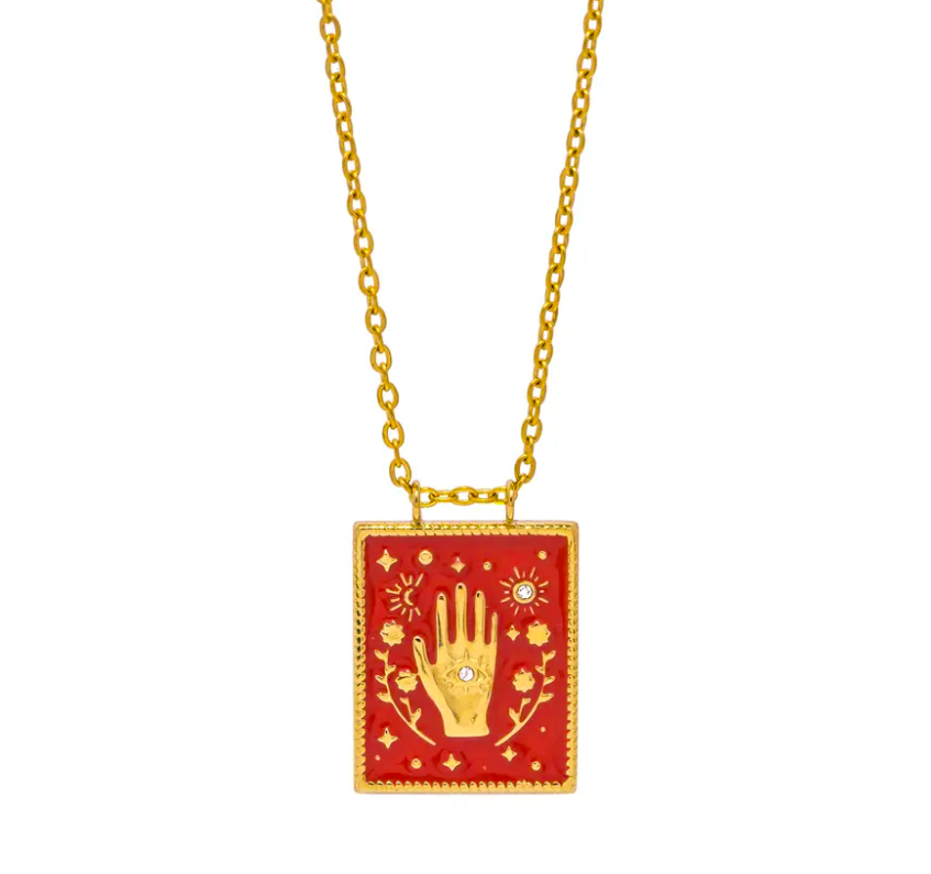 Red & Gold Palm of the Hand Pendant