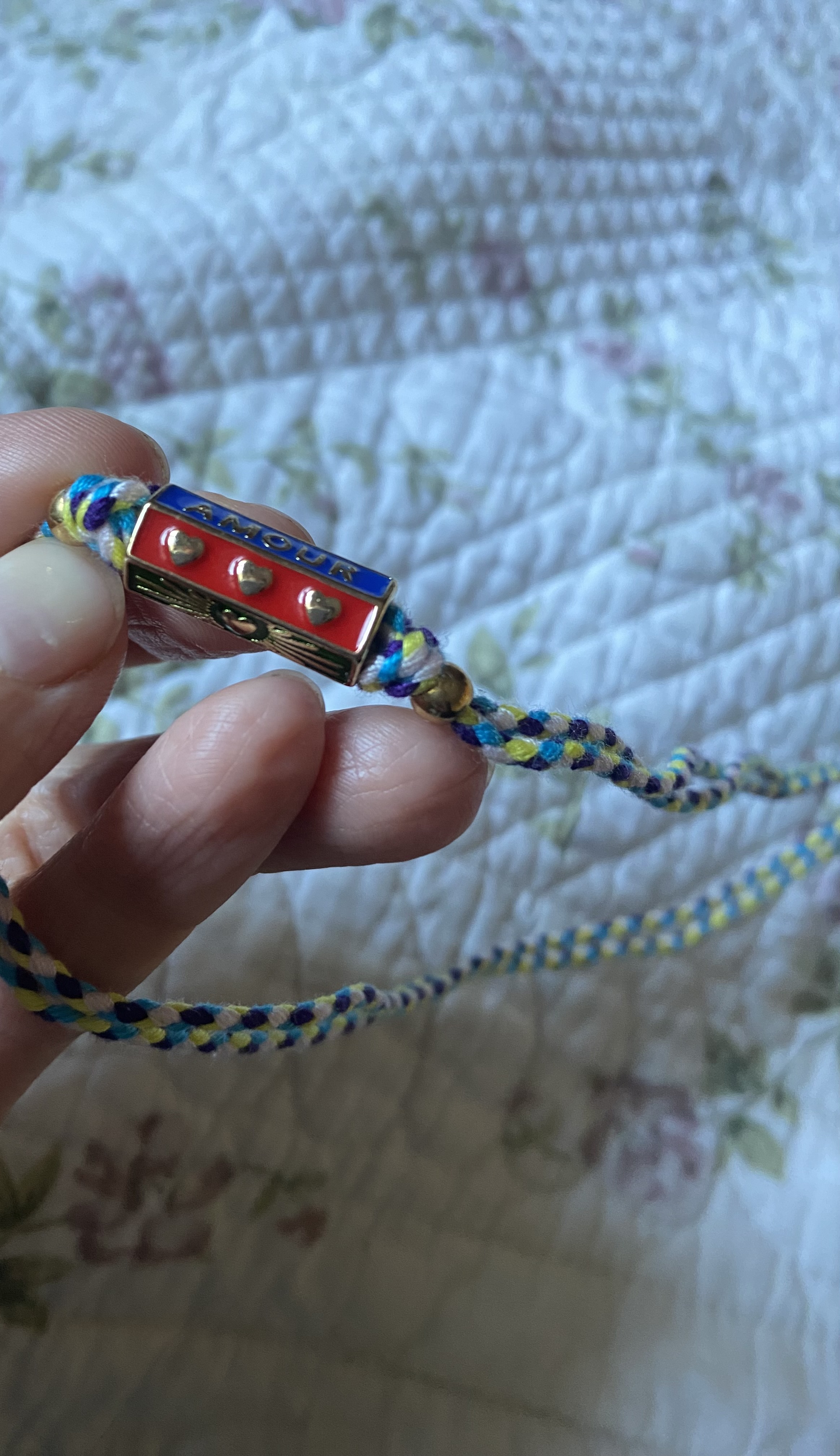 Blue Braided "Amour" Charm Necklace