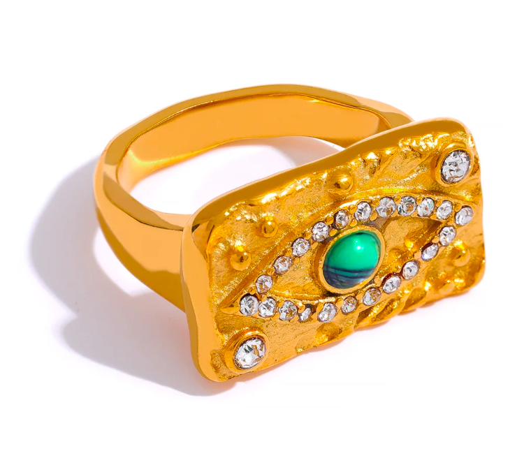 Malachite Evil Eye Ring