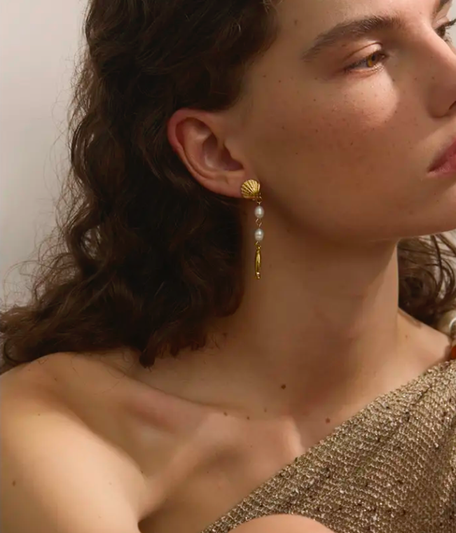 Seashell, Fish & Pearl Drop Earrings