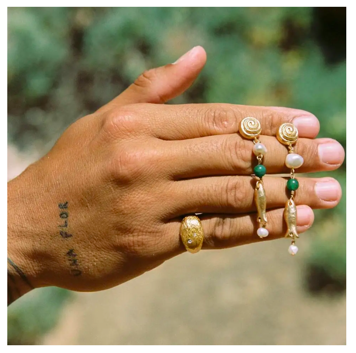 Fish & Pearl Drop Earrings