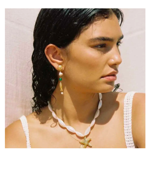 Fish & Pearl Drop Earrings